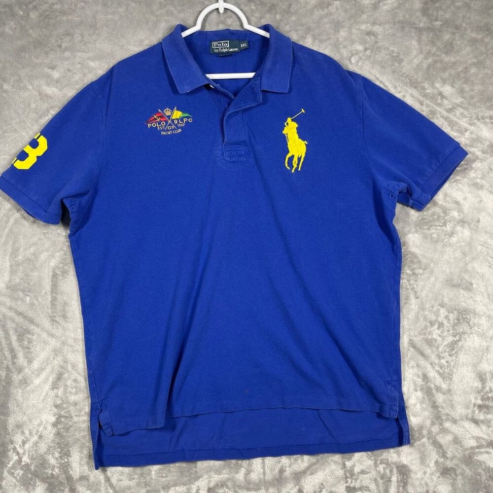 Polo by Ralph Lauren Blue Mens XXL Rugby Shirt Big‎ Pony & Yacht Club Embroidery